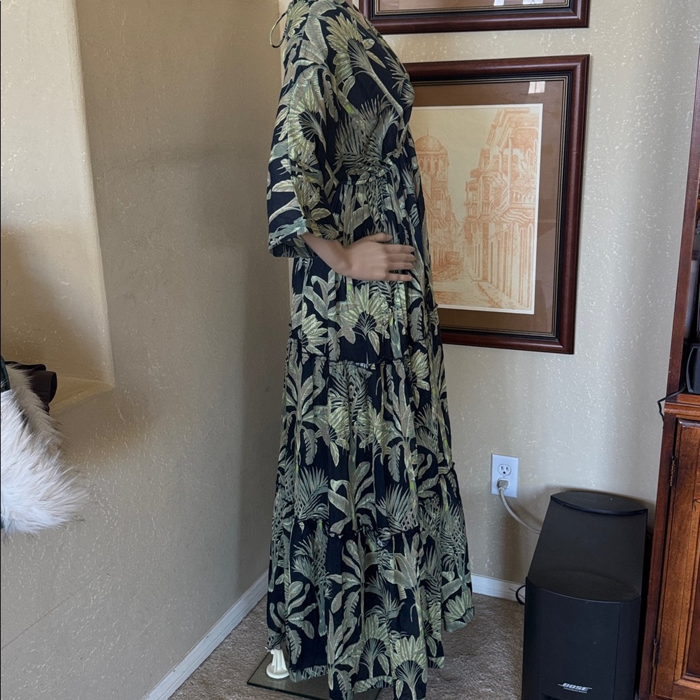 Haute Hippie Women’s Tropical Tiered Maxi Dress sz M - Picture 5 of 10